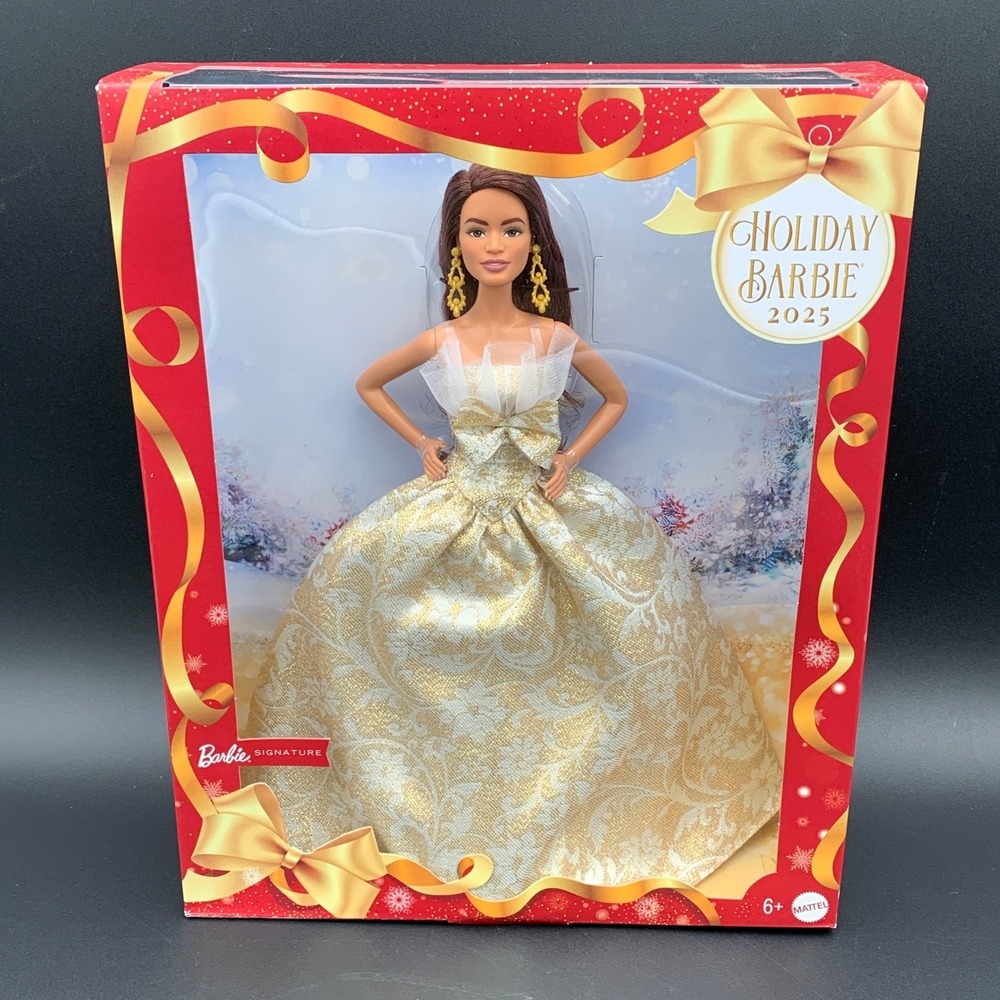 Barbie Signature 2025 Holiday Doll Gold Mattel‎ JBH97 Brown Red Hair Boxed NRFB